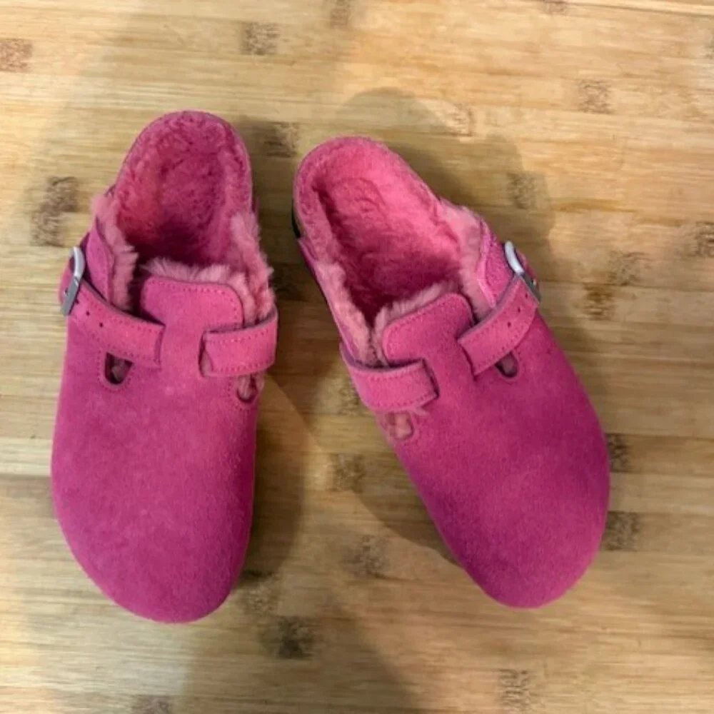 NWOT - Birkenstock Boston Genuine Shearling Lined Clog -  HOT PINK - Picture 7 of 16